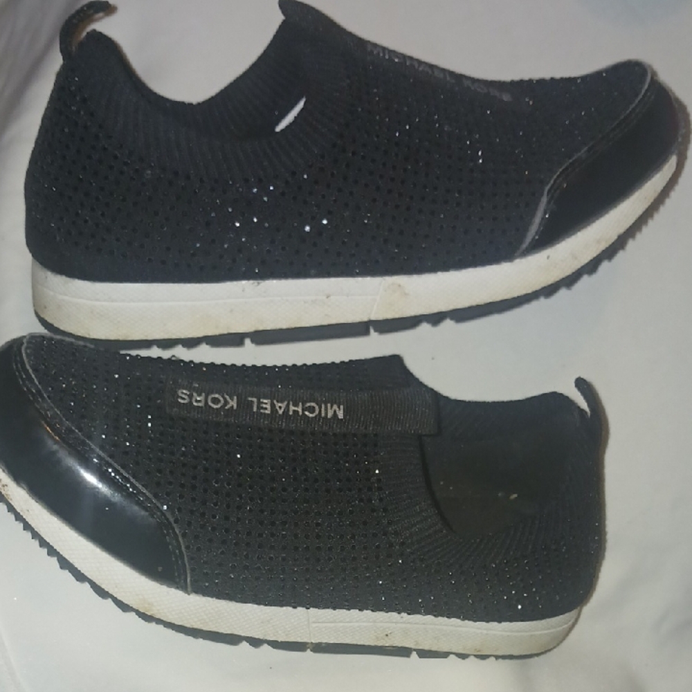 Michael Kors Black Glitter Slip-On Sneakers